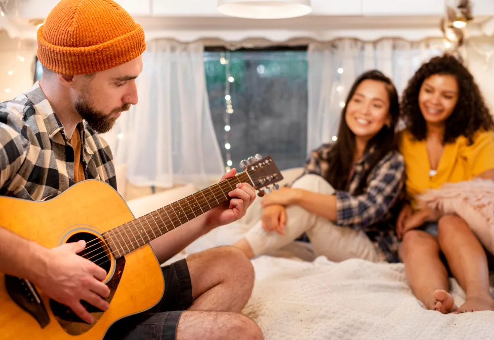 Playing guitar with friends